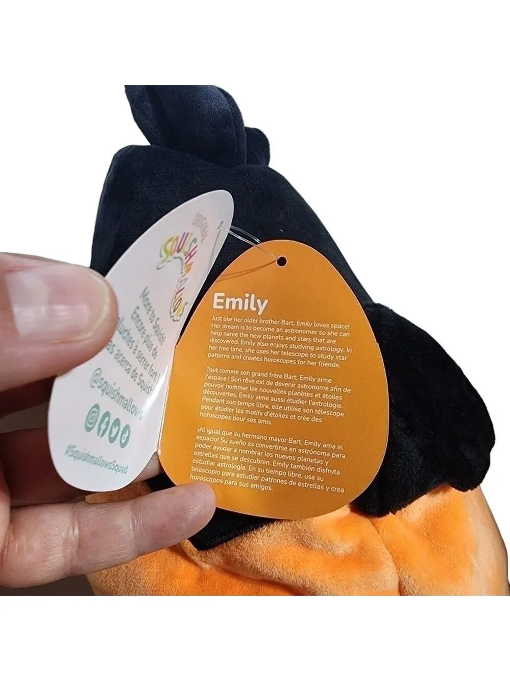 Nwt Emily Bat Squishmallows treat pail Halloween bag bat in pumpkin